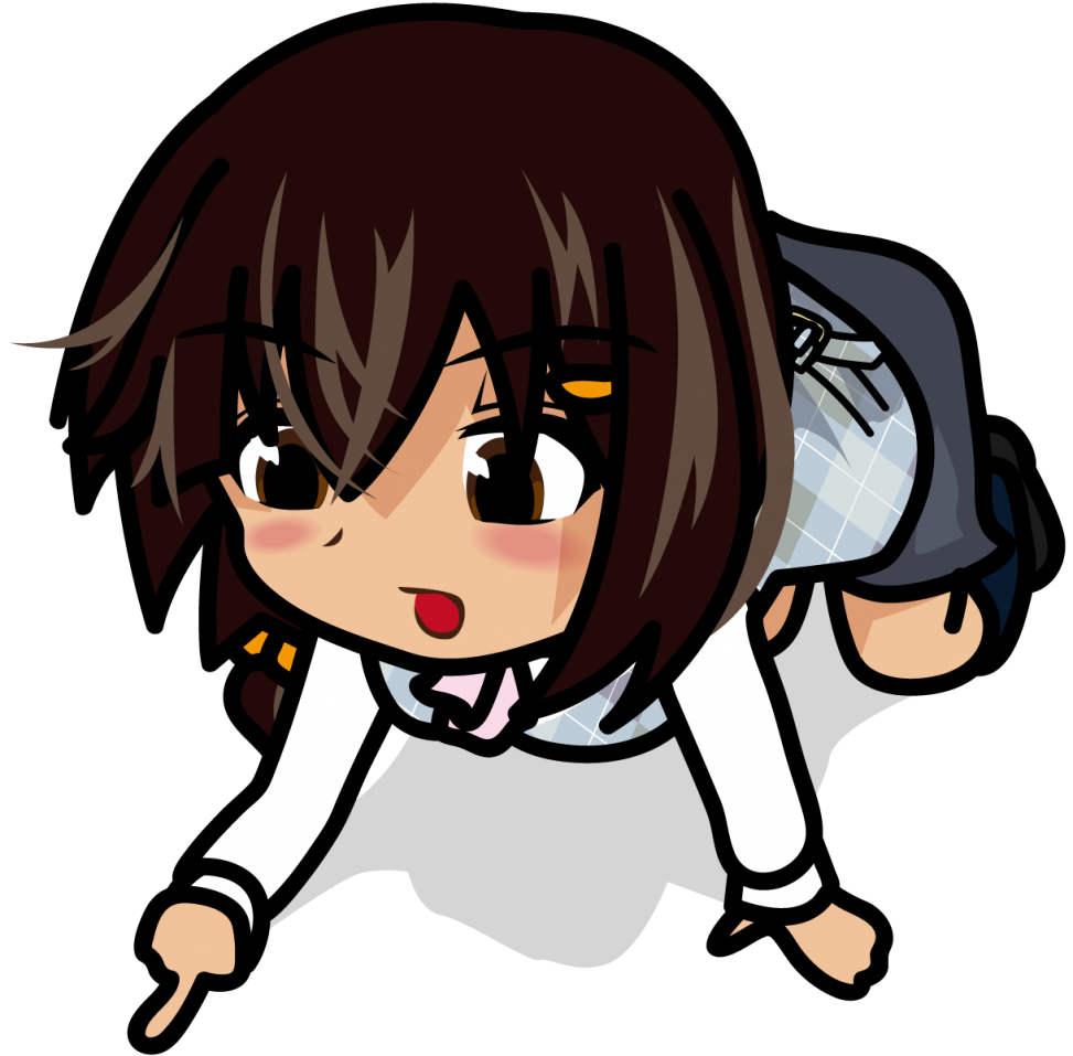 四つんばいで指を指す新人olのイラスト素材 あーたむ Veglキャラクターイラスト素材