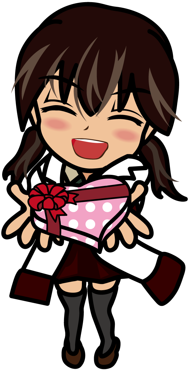 最高の笑顔でバレンタインチョコを渡す女の子のイラスト素材 あーたむ