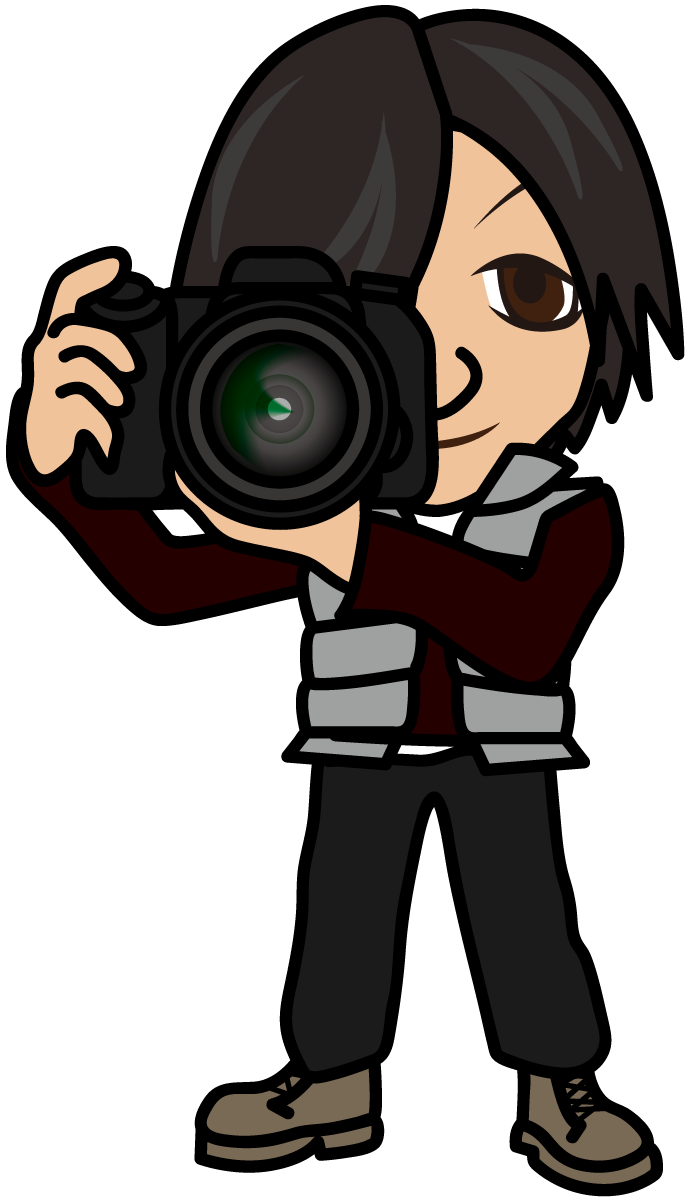 一眼レフのカメラで撮影する男性のイラスト素材 はたさん Veglキャラクターイラスト素材