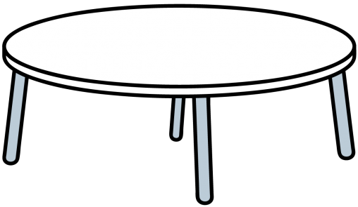 白くて丸いテーブル