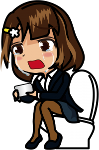 便座に座ってスマホを見ながら号泣するOL「むこりん」