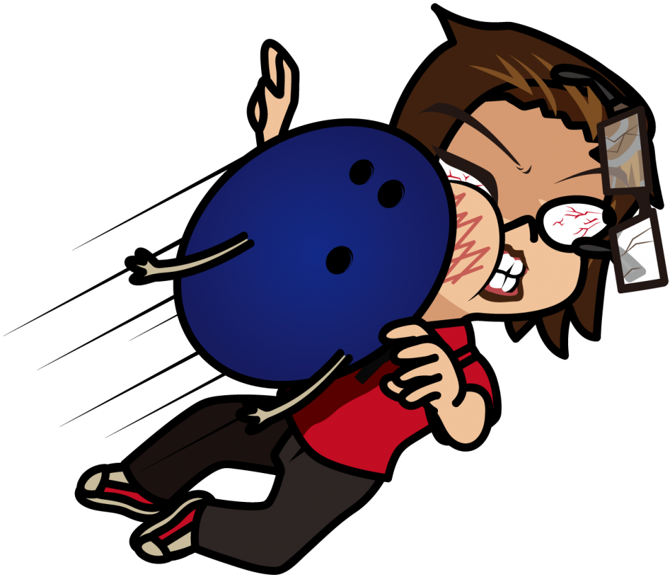 ボウリングの球を顔面キャッチするボウラーのイラスト素材 うりぼぅ Veglキャラクターイラスト素材