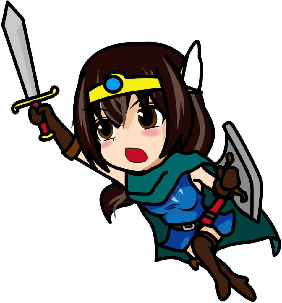 突進する女勇者のイラスト素材「あーたむ」 – VEGLキャラクターイラスト素材
