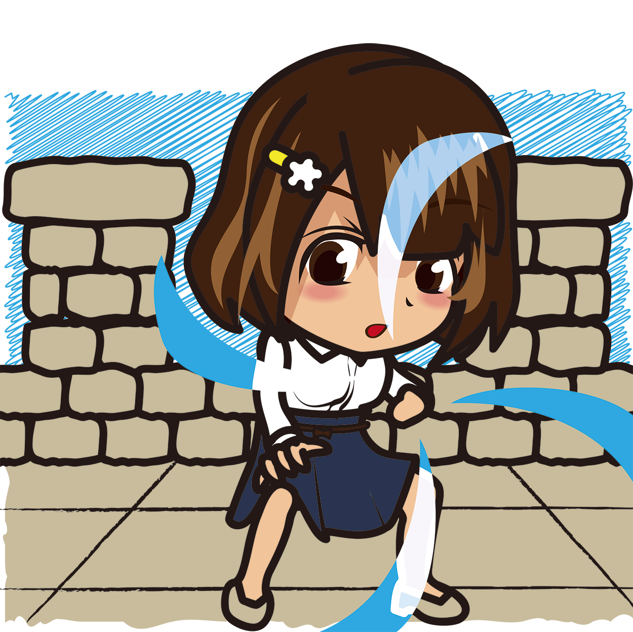 石橋を叩いて渡る動くイラスト素材 むこりん Veglキャラクターイラスト素材