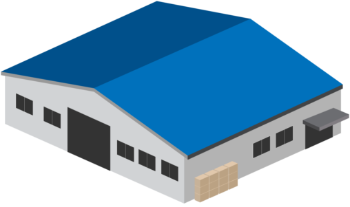 青い屋根の倉庫