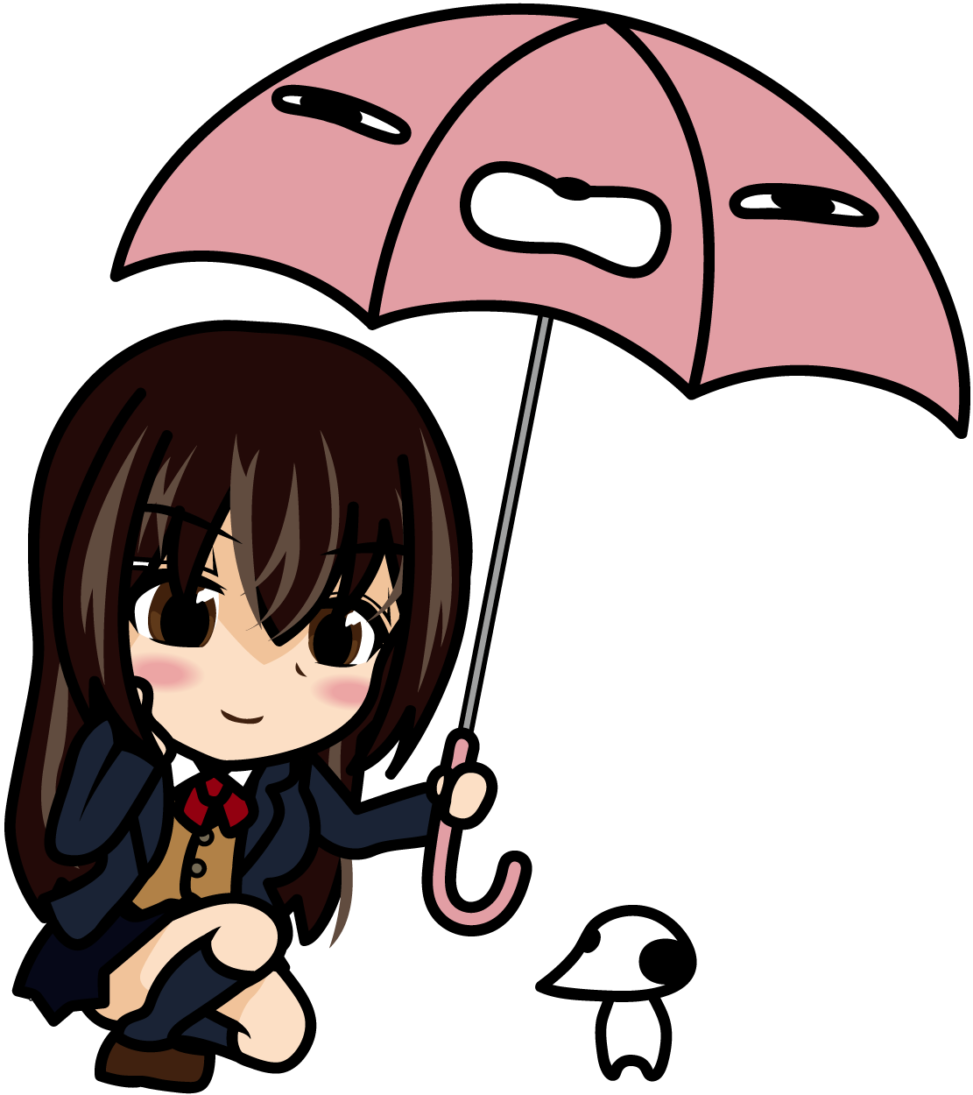 雨に濡れる動物に傘を差し出す女子高生のイラスト素材 あーたむ Veglキャラクターイラスト素材